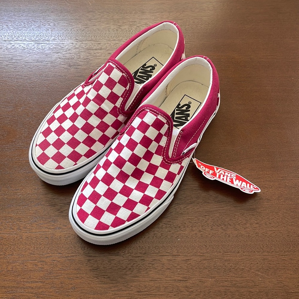 Pink checkered Vans size 7